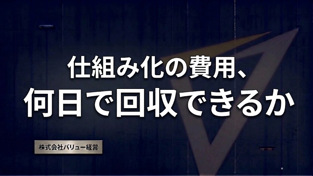 仕組み化の費用、何日で回収できるか